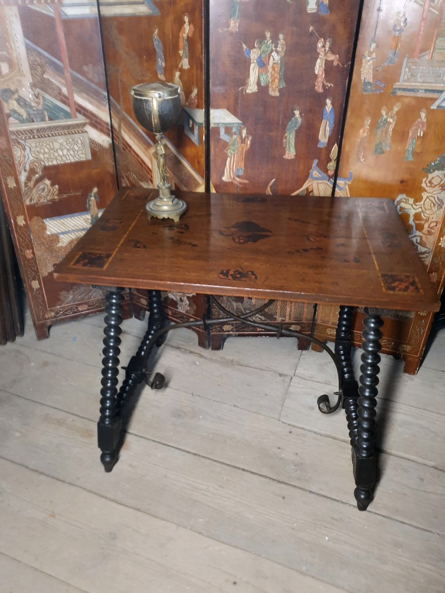 Walnut Table With Marquetry, Italy And Spain