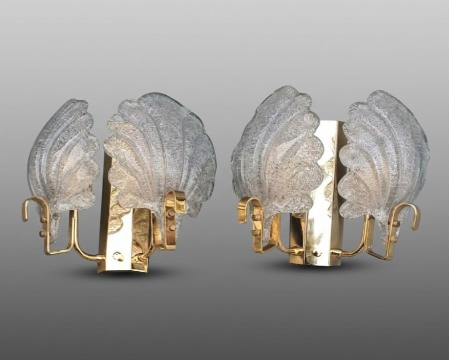 Paire d appliques verre Murano attribuées Carl Fagerlund -photo-2
