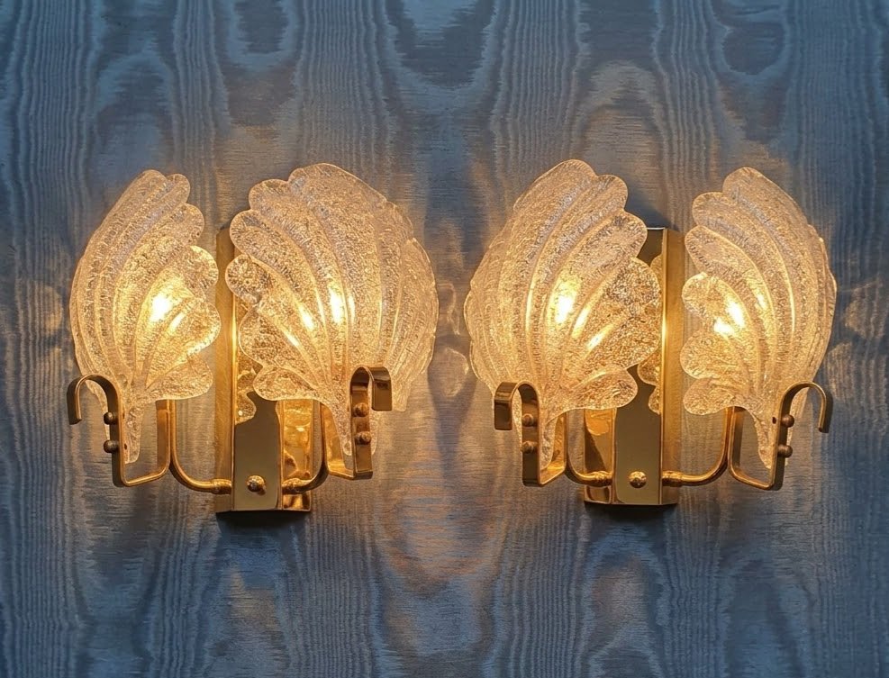 Paire d appliques verre Murano attribuées Carl Fagerlund 