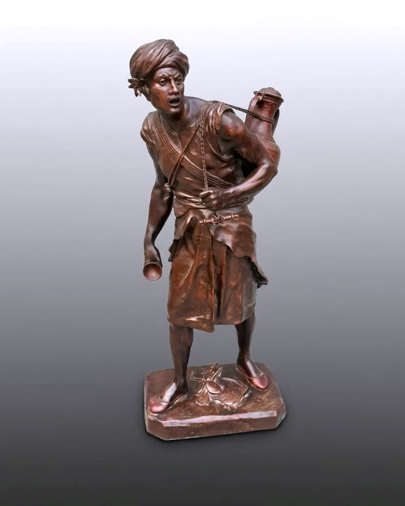 Orientalist Bronze Sculpture, *the Water Carrier* By émile Picault-photo-2