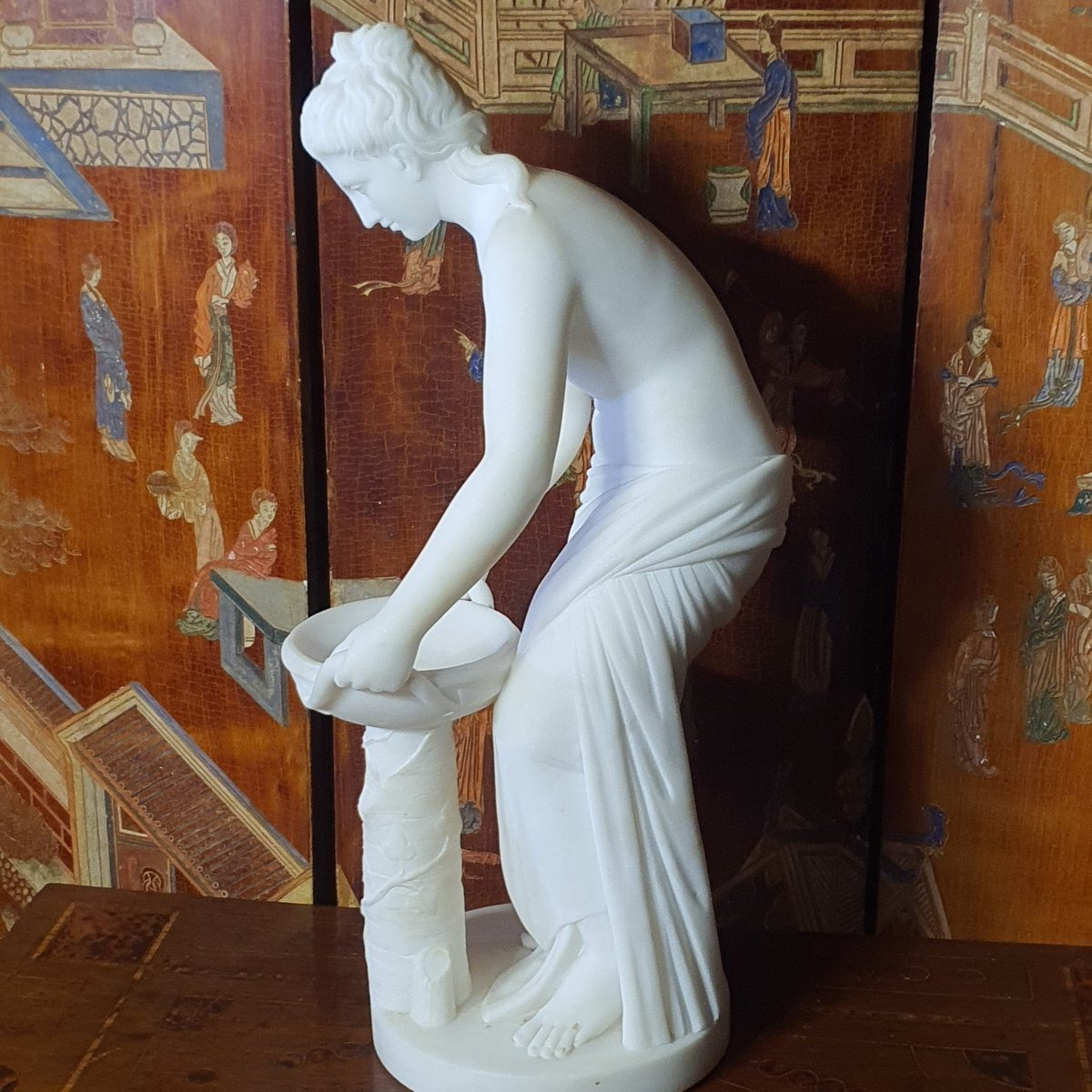 Neoclassical Marble Sculpture, Hestia Or Vesta-photo-6