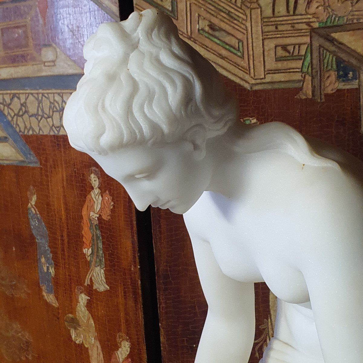 Neoclassical Marble Sculpture, Hestia Or Vesta-photo-7