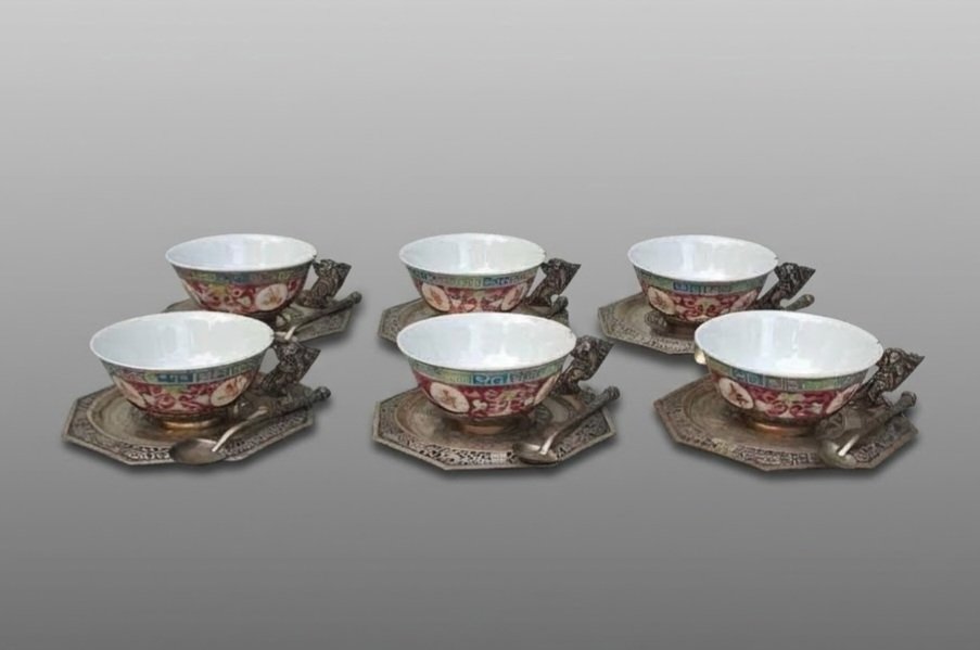 Service porcelaine argent Indochine Vietnam -photo-2