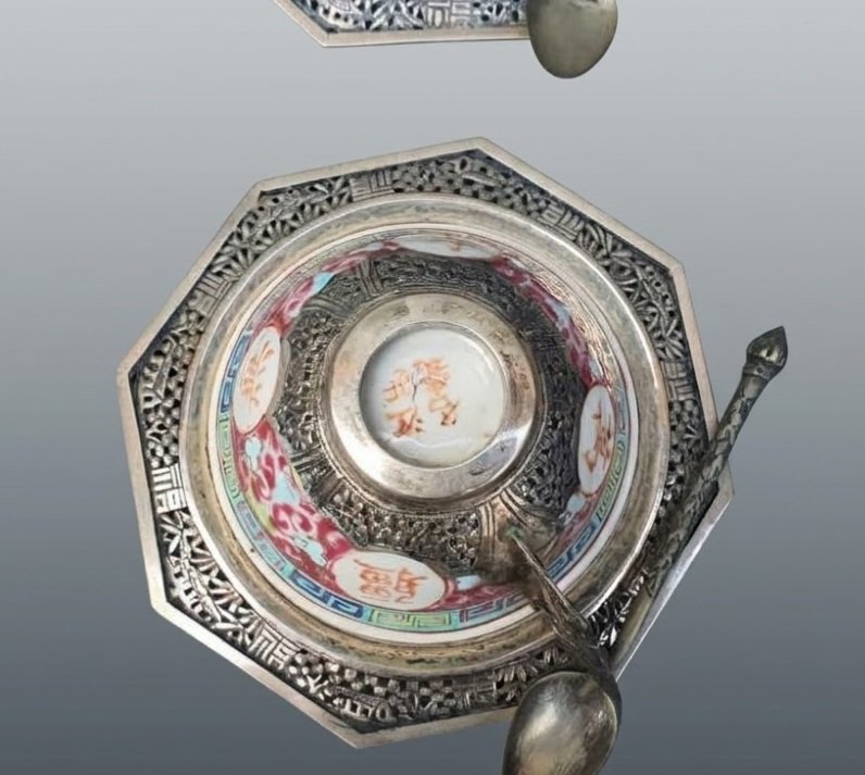 Service porcelaine argent Indochine Vietnam -photo-3