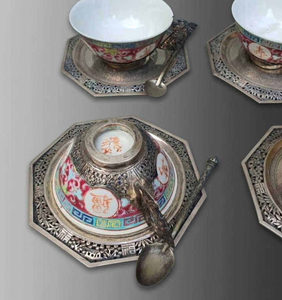 Service porcelaine argent Indochine Vietnam -photo-4