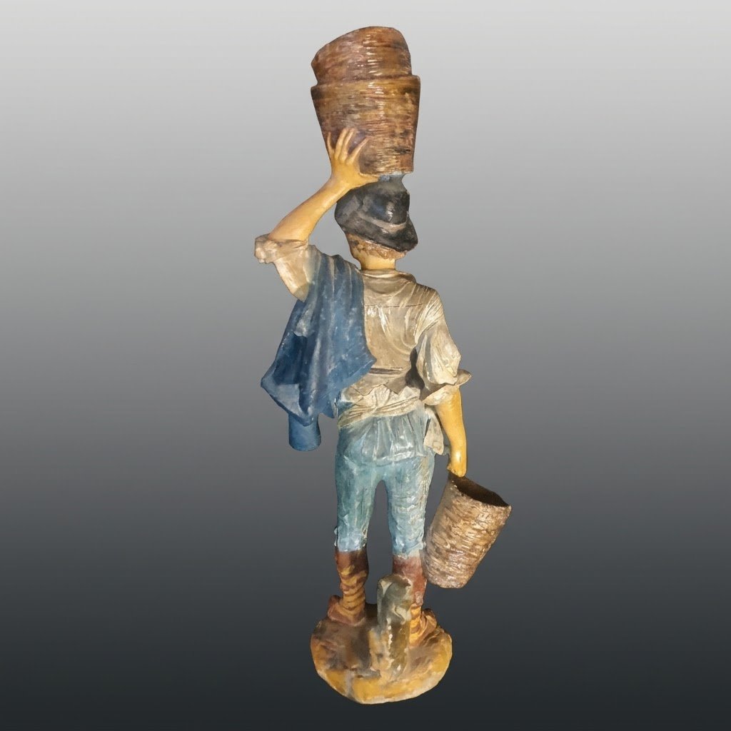 Large Sculpture Of A Young Farmer, Attributed To Goldsheider-photo-3