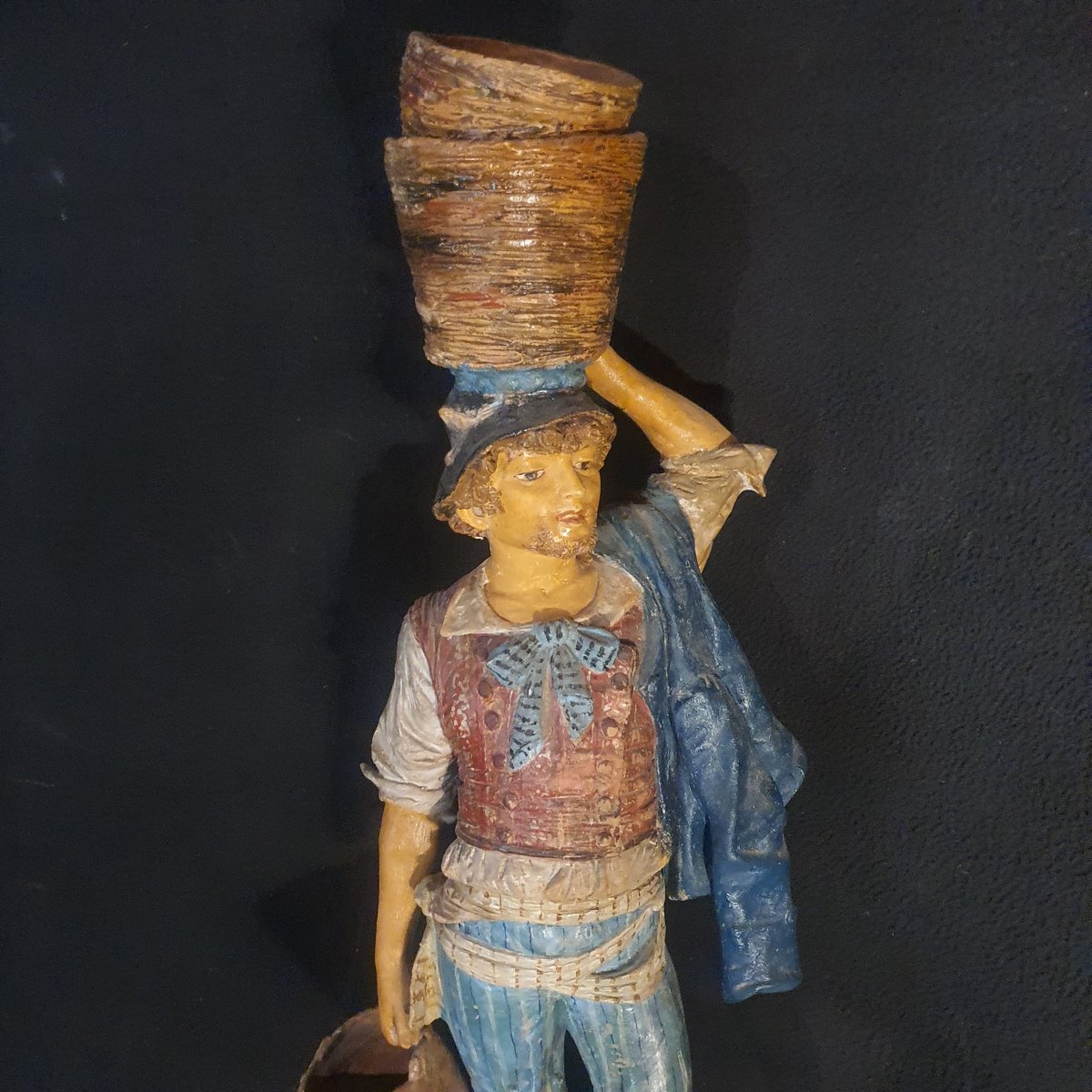 Large Sculpture Of A Young Farmer, Attributed To Goldsheider-photo-1