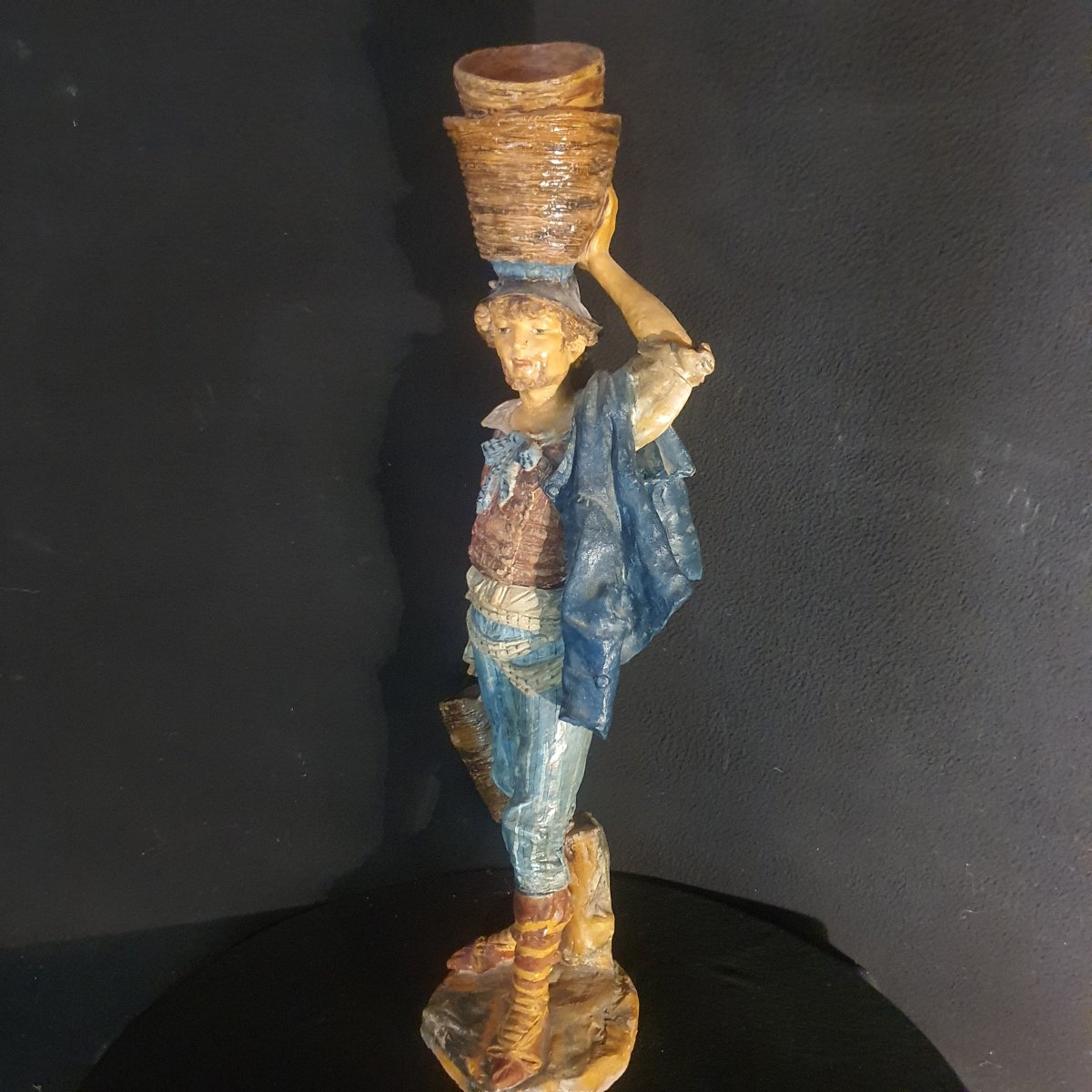 Large Sculpture Of A Young Farmer, Attributed To Goldsheider-photo-3