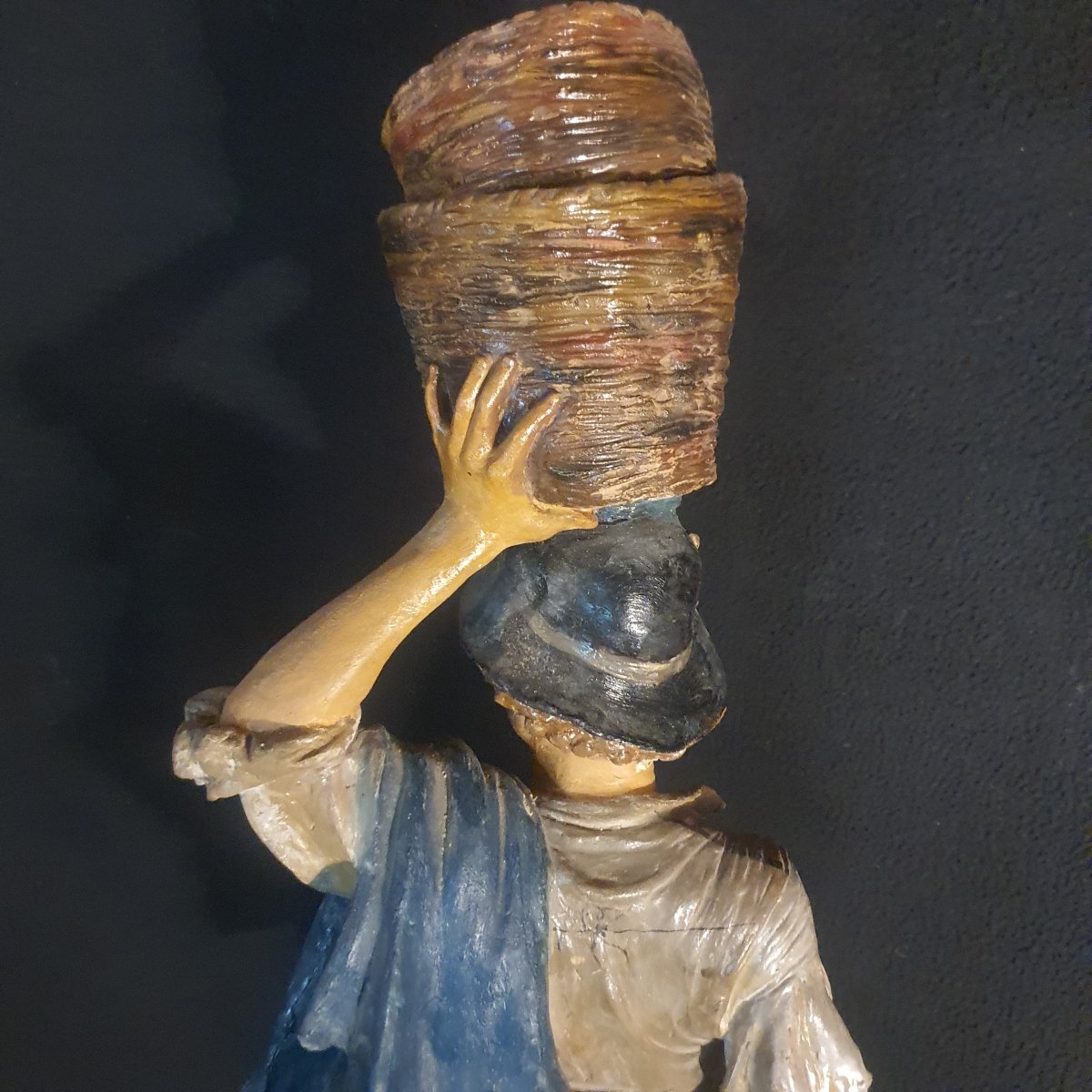 Large Sculpture Of A Young Farmer, Attributed To Goldsheider-photo-4