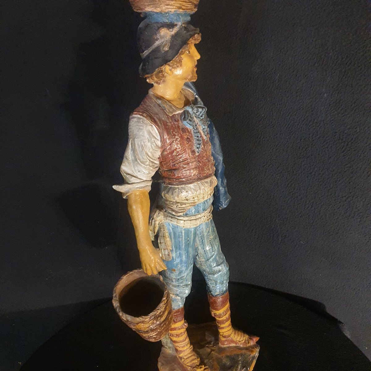 Large Sculpture Of A Young Farmer, Attributed To Goldsheider-photo-6