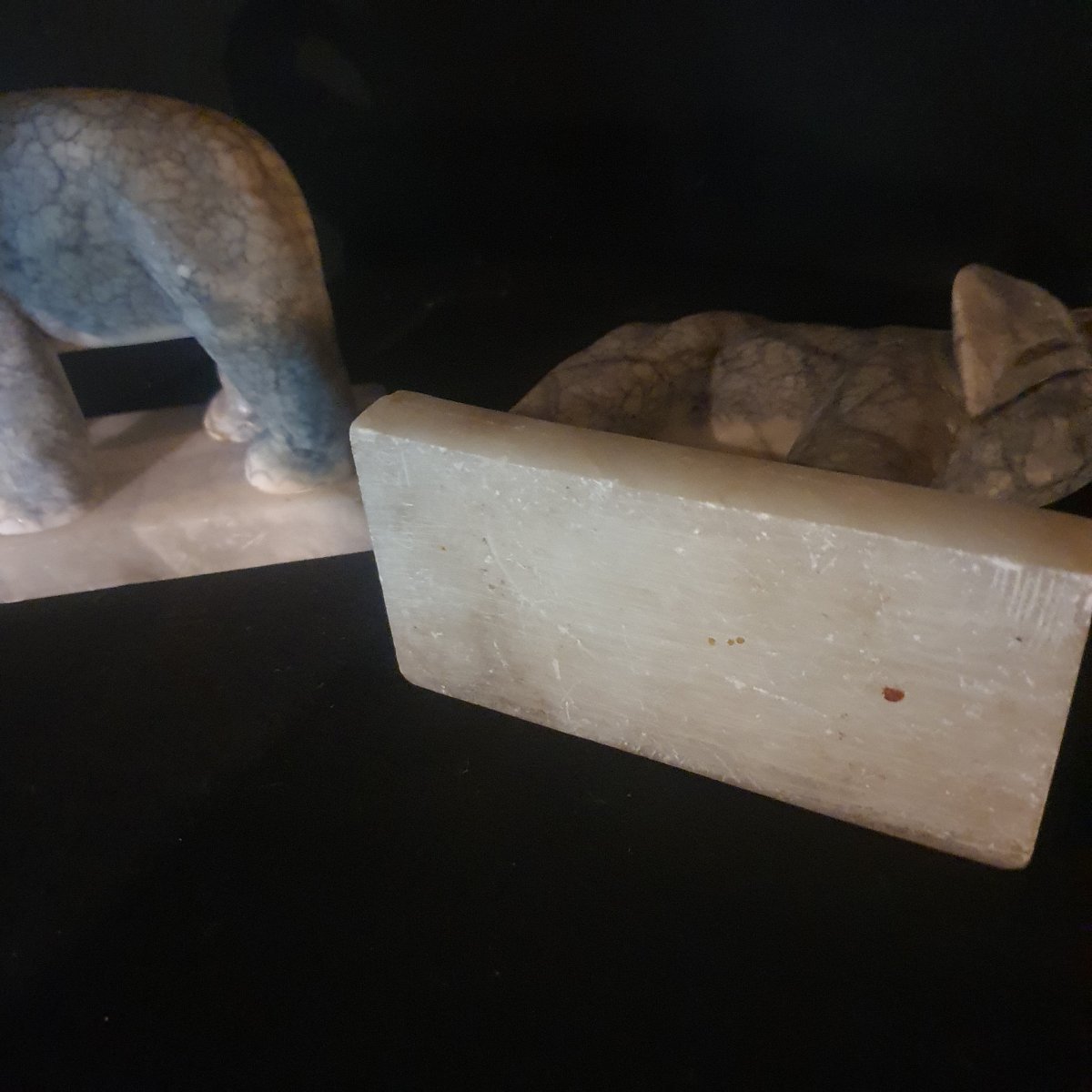 Pair Of Art Deco Marble Elephant Bookends-photo-4