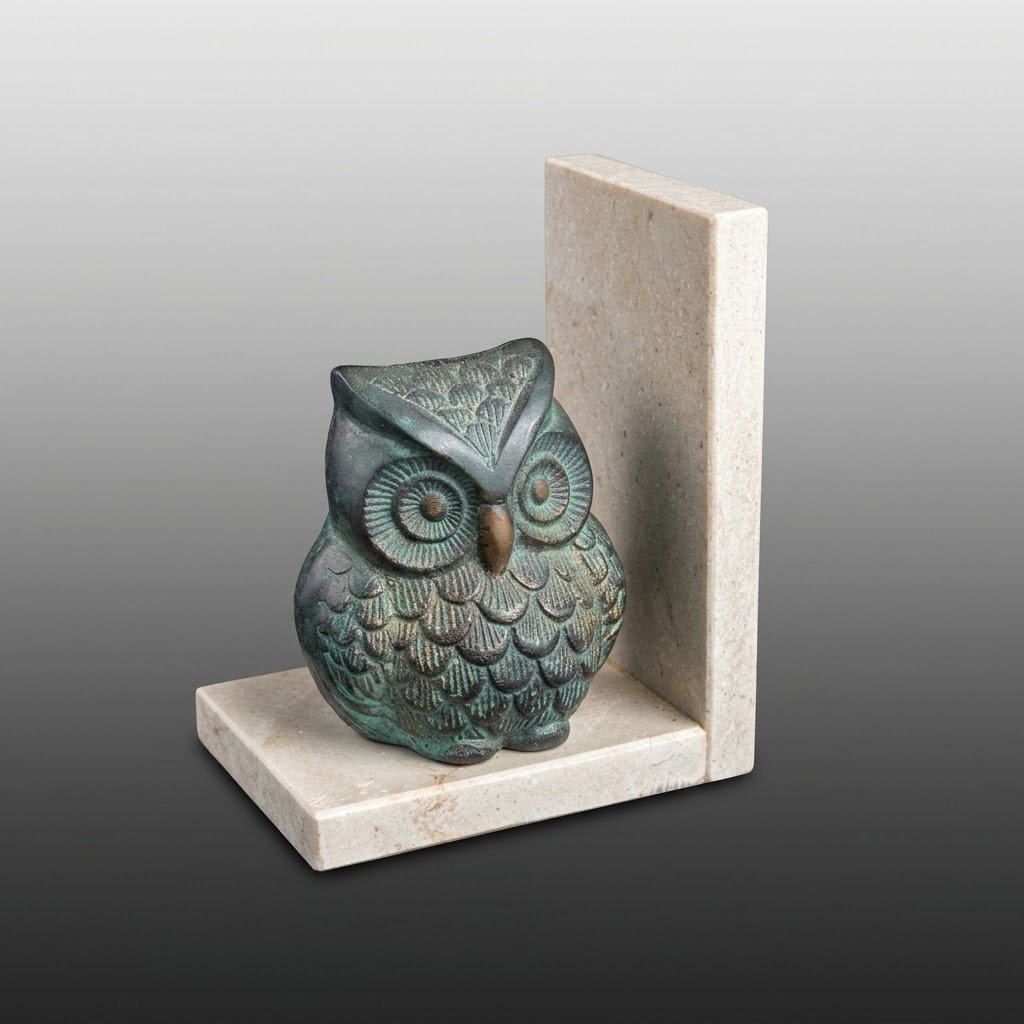 Pair Of Art Deco Owl Bookends -photo-4