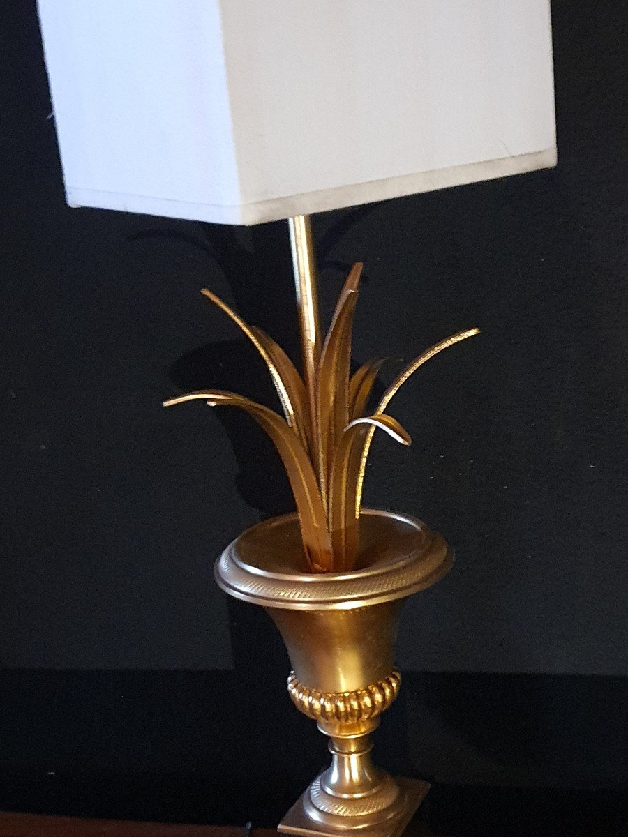 Lampe vase roseaux maison Charles, bronze doré. -photo-3