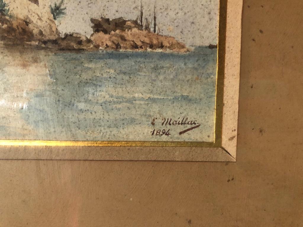 Orientalist Watercolor Marine E Maillac-photo-3