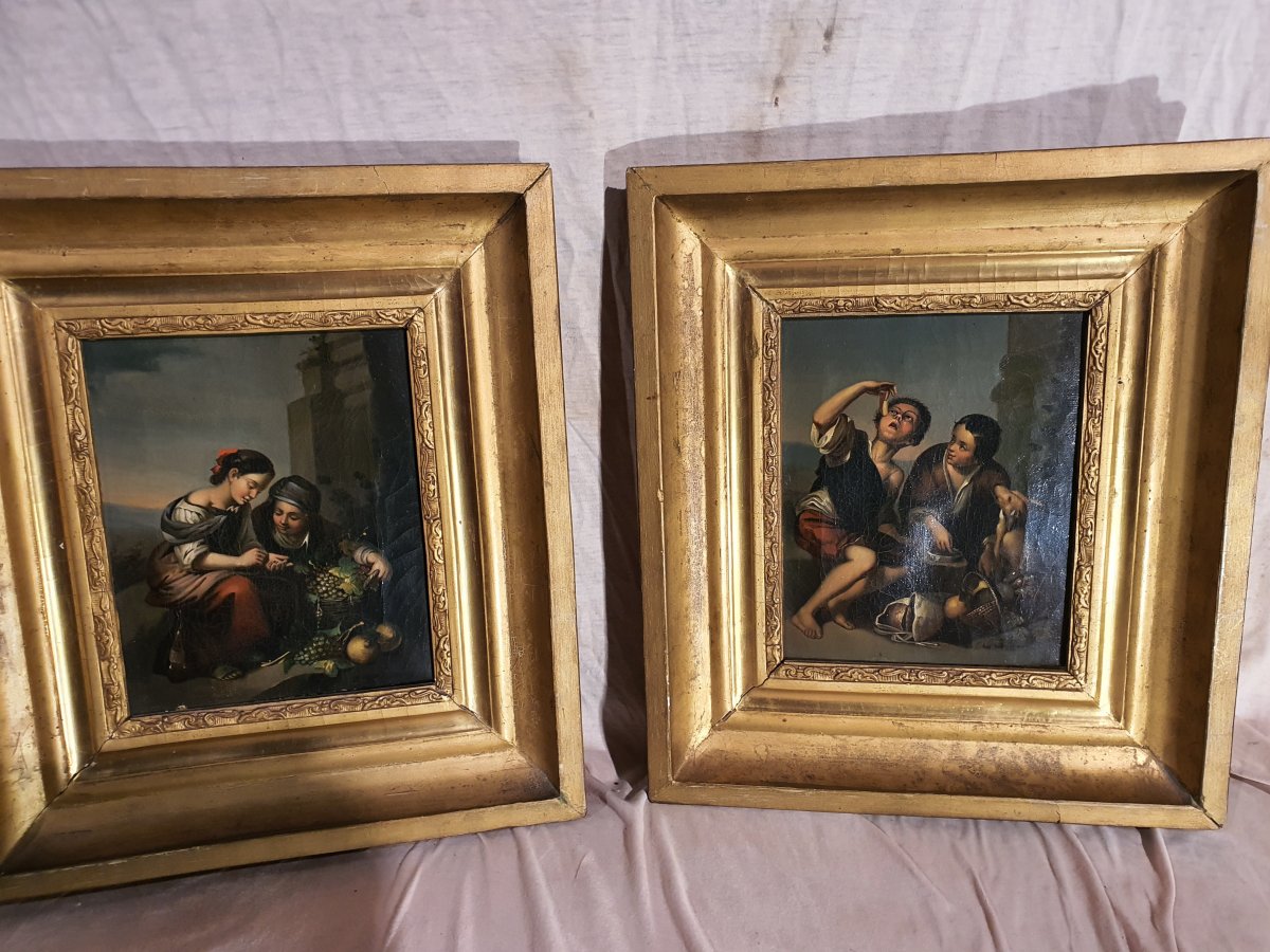 Paire De Tableaux Aux Enfants 