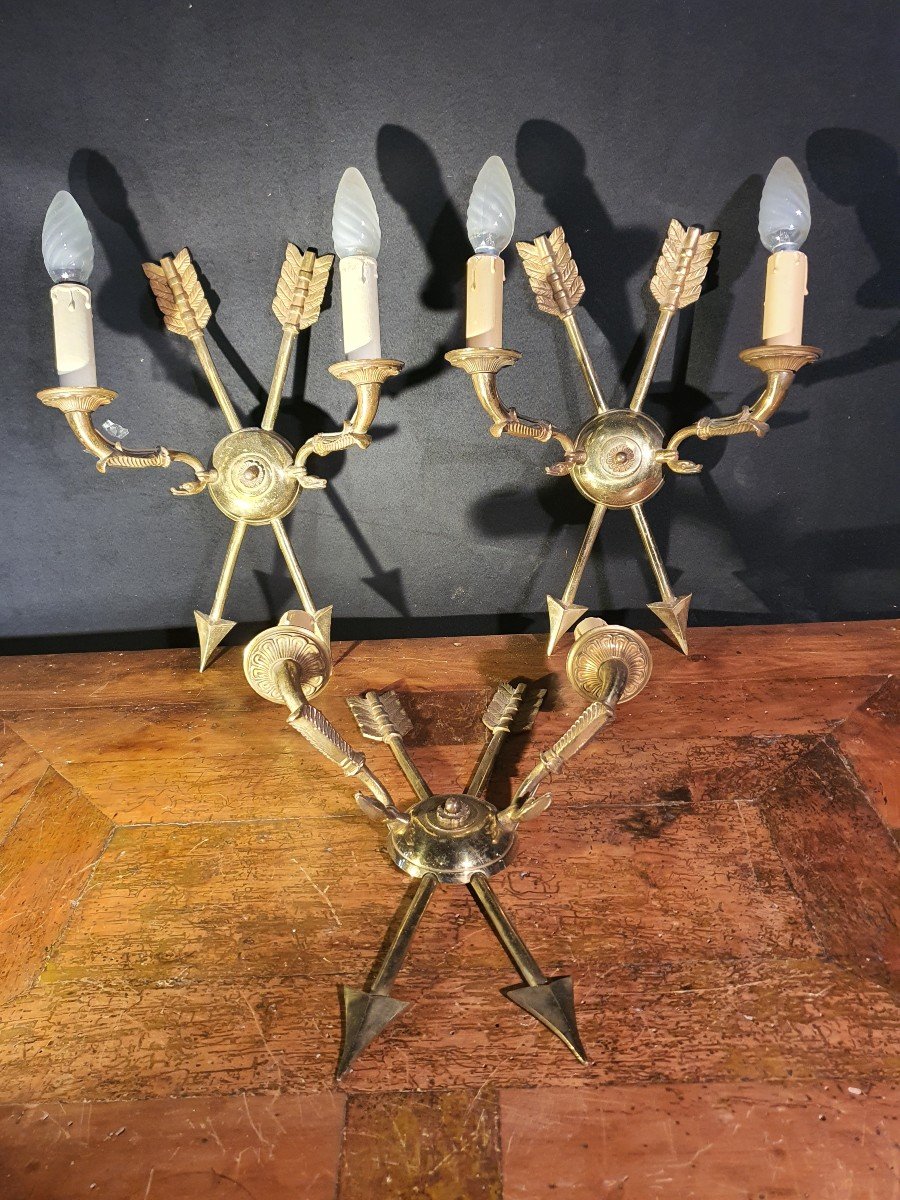 Three Sconces With Eagles