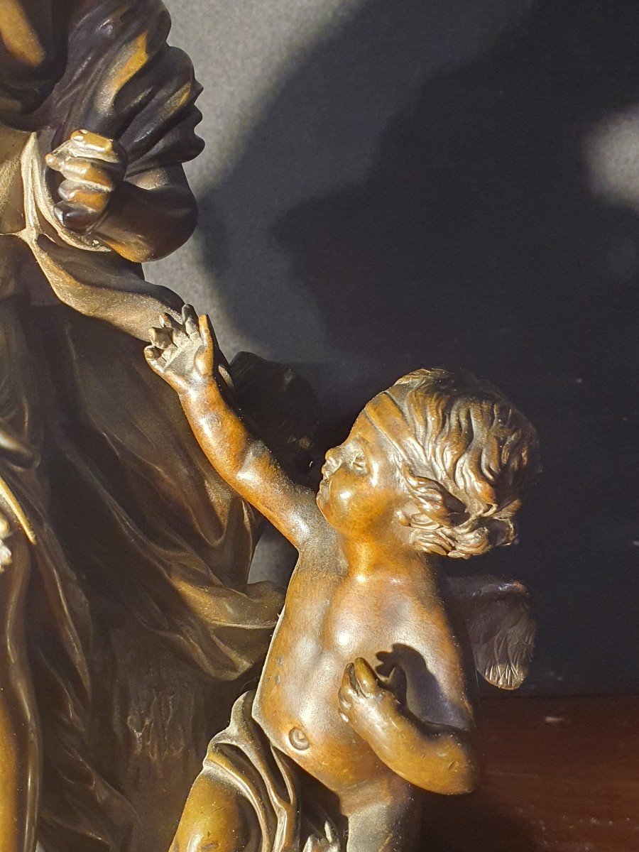 Sculpture bronze XVIII, néo classique, groupe goût  Clodion.-photo-1