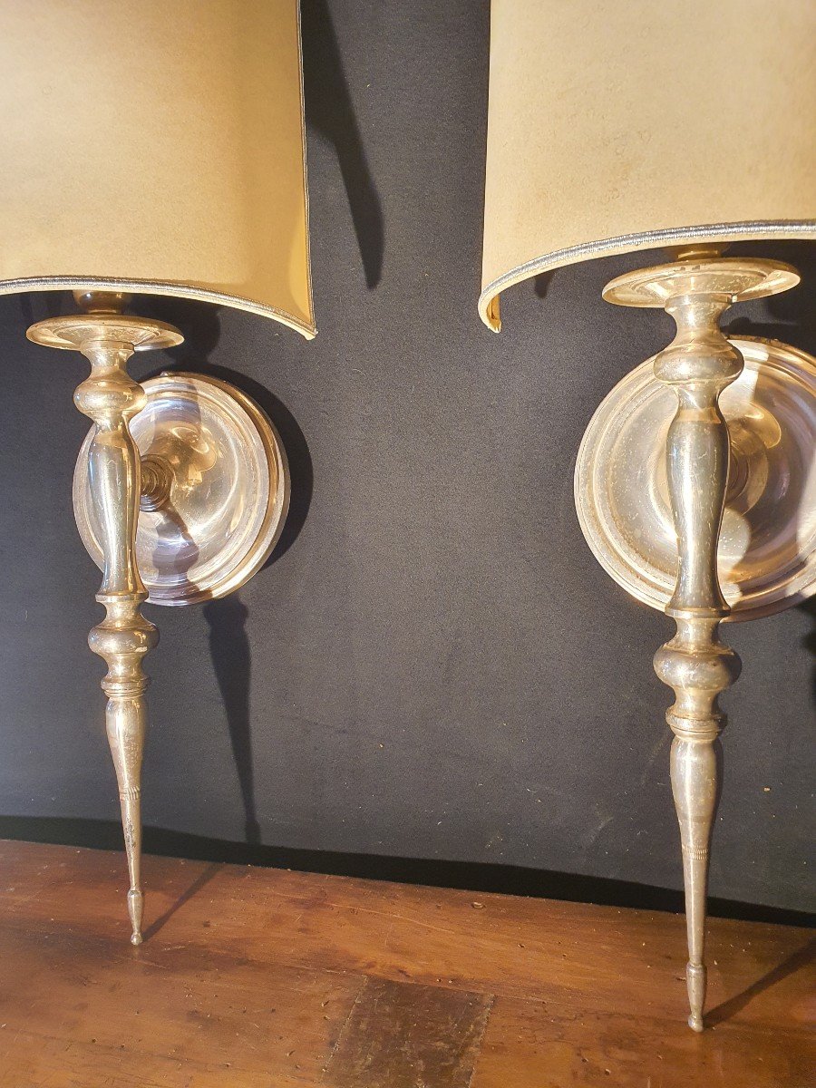 Wall Lights About 1950, Silver Bronze. -photo-2