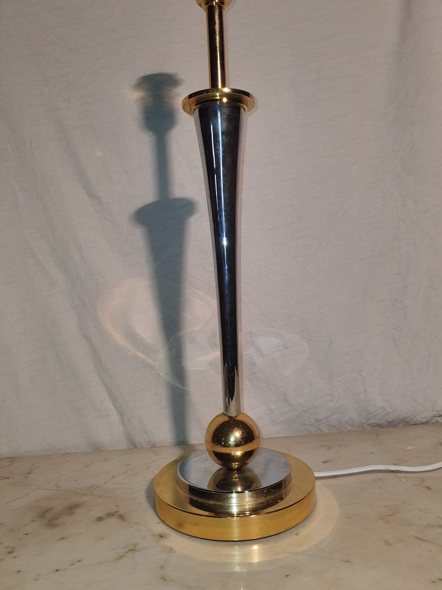 Lampe Bronze Argent Et Doré -photo-2