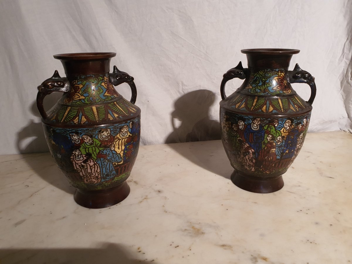 Pair Of Chinese Bronze Vases