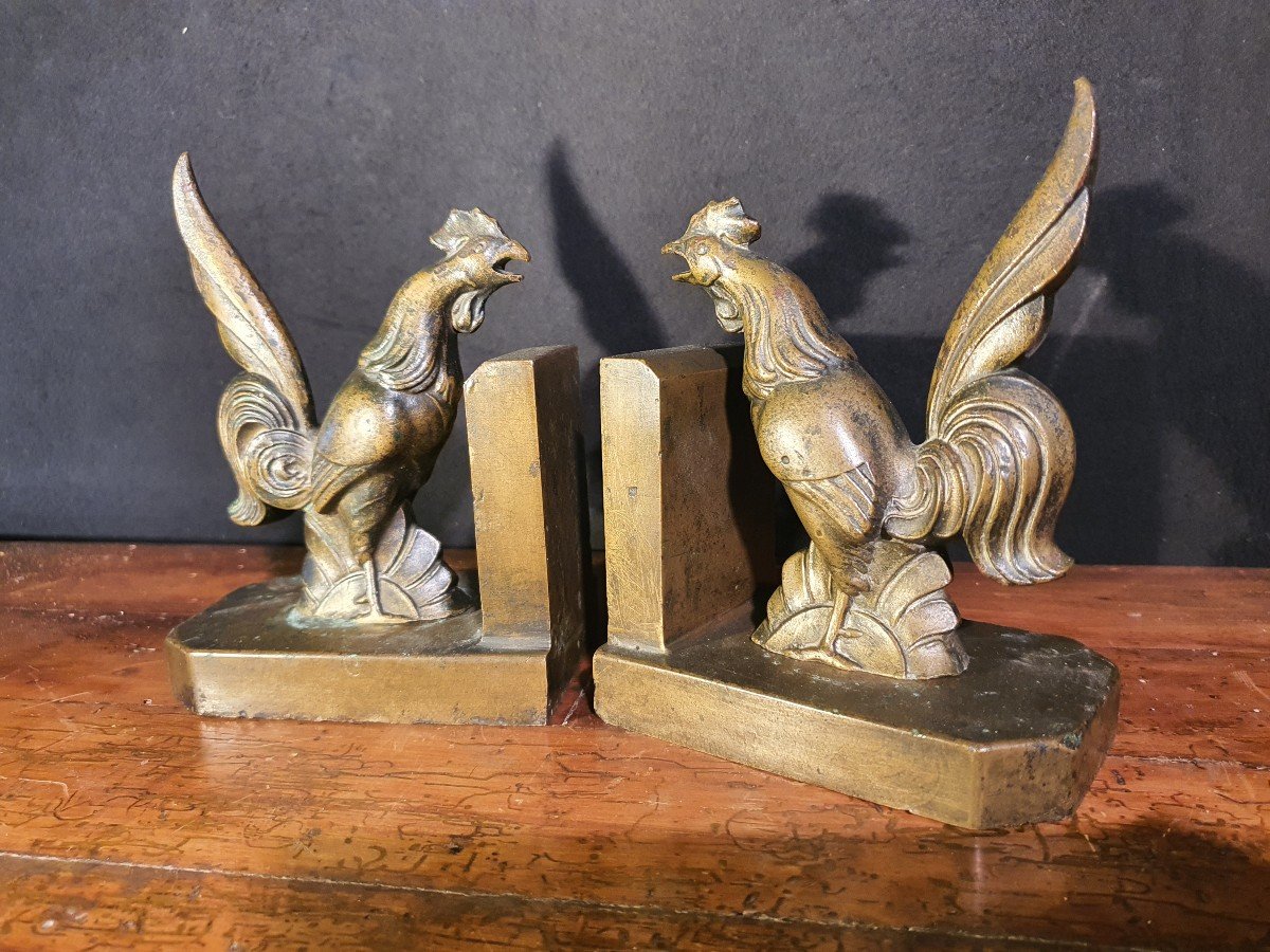 Pair Of Sculpture, Cocks,art Déco Style. 