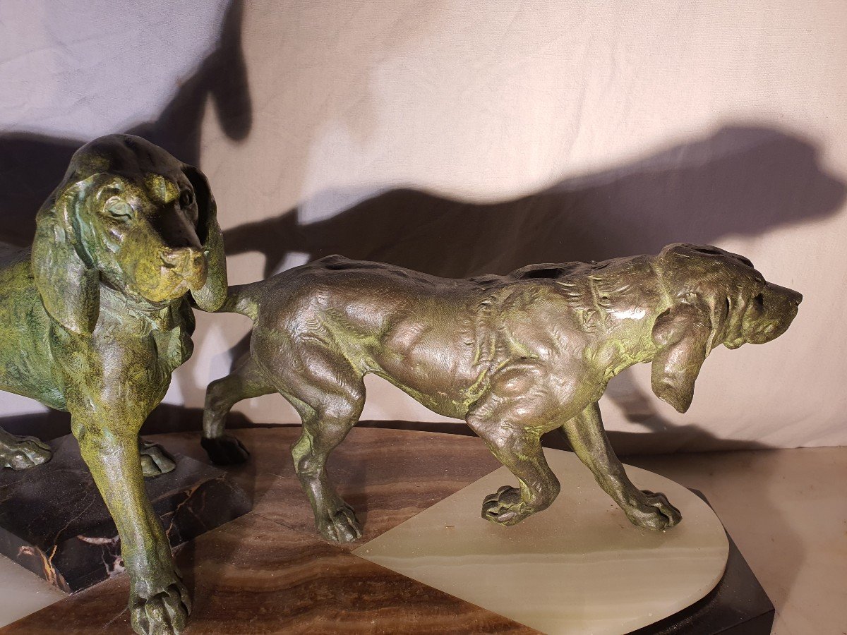 Sculpture Group Of Dogs Art Deco-photo-2