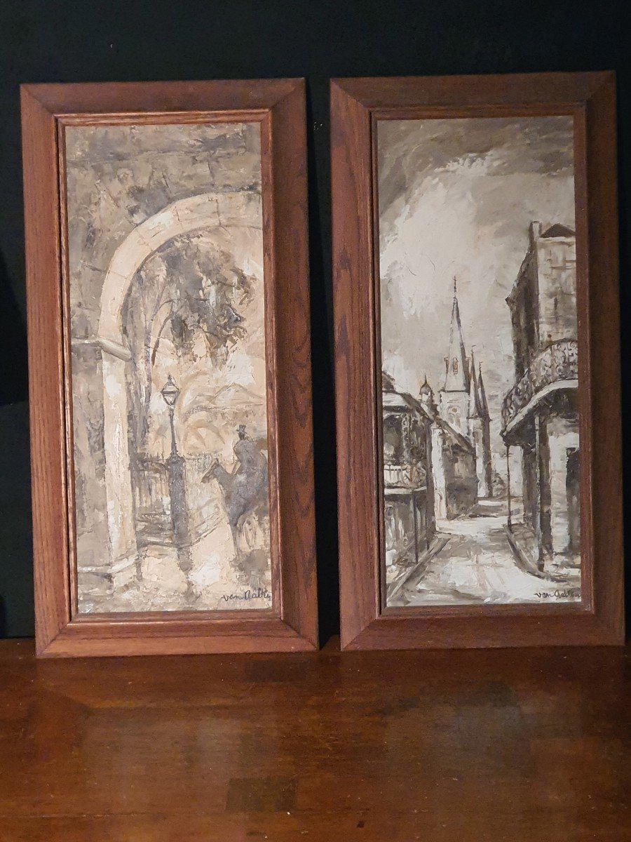 Tableau Peintre Américain, Van Aalten.Vues de New-York. 