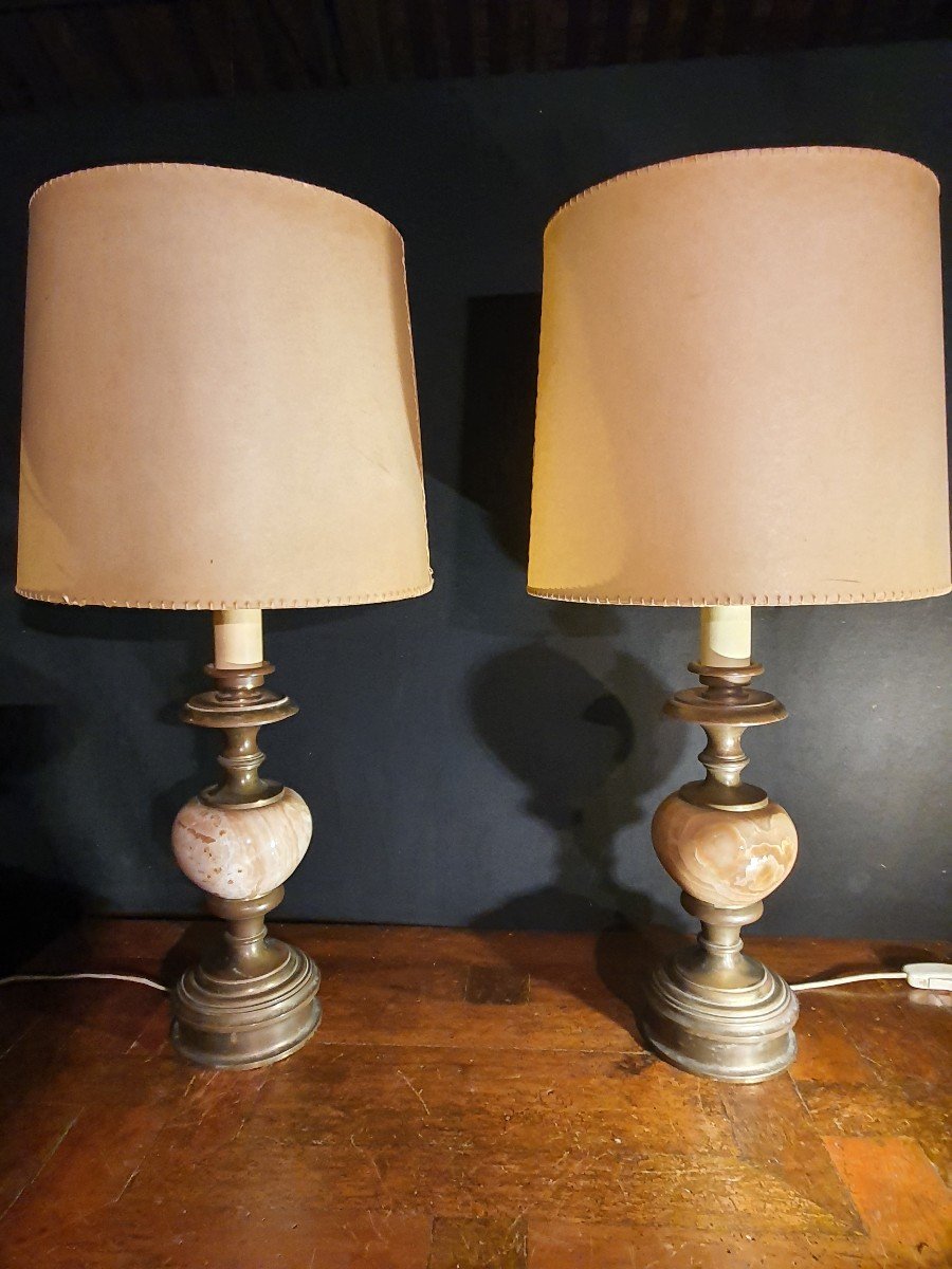 Pair Of Vintage Marble Lamps.