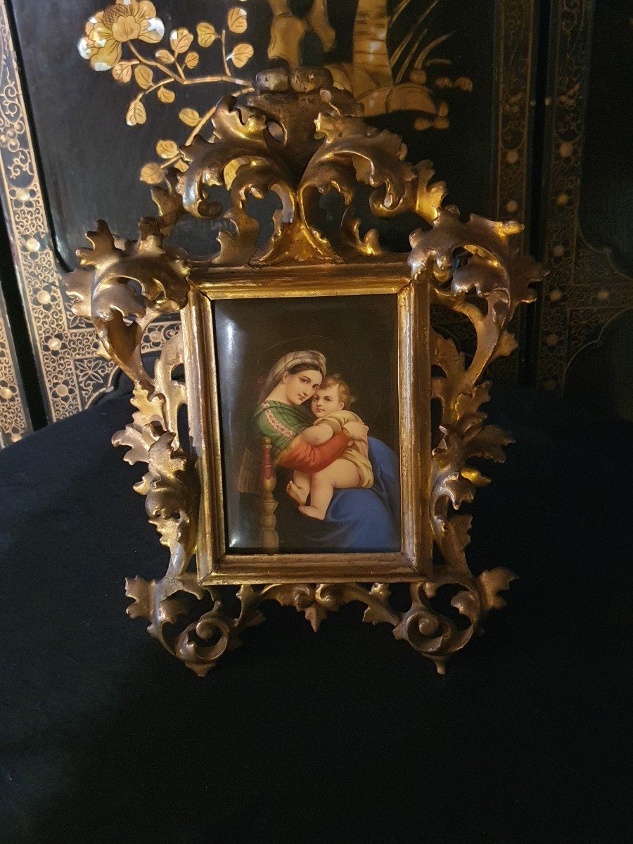 Virgin Painting Raphael Italian Frame.-photo-2