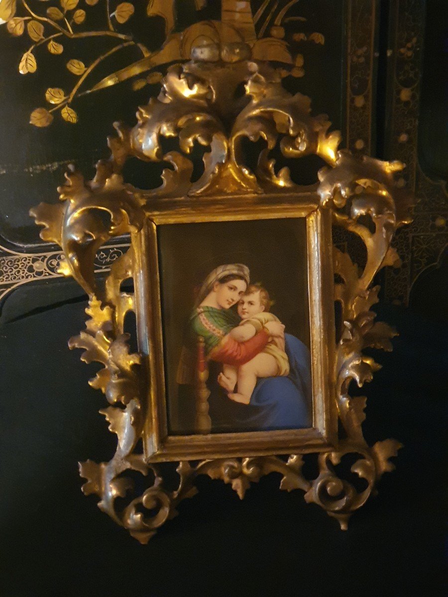 Virgin Painting Raphael Italian Frame.-photo-4