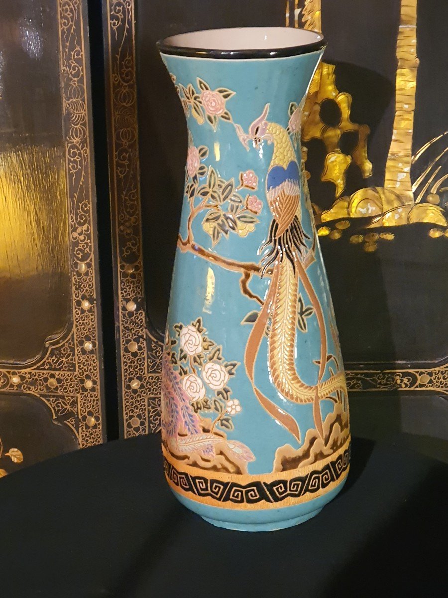 Vase Art Déco  Décor Chine Asie.