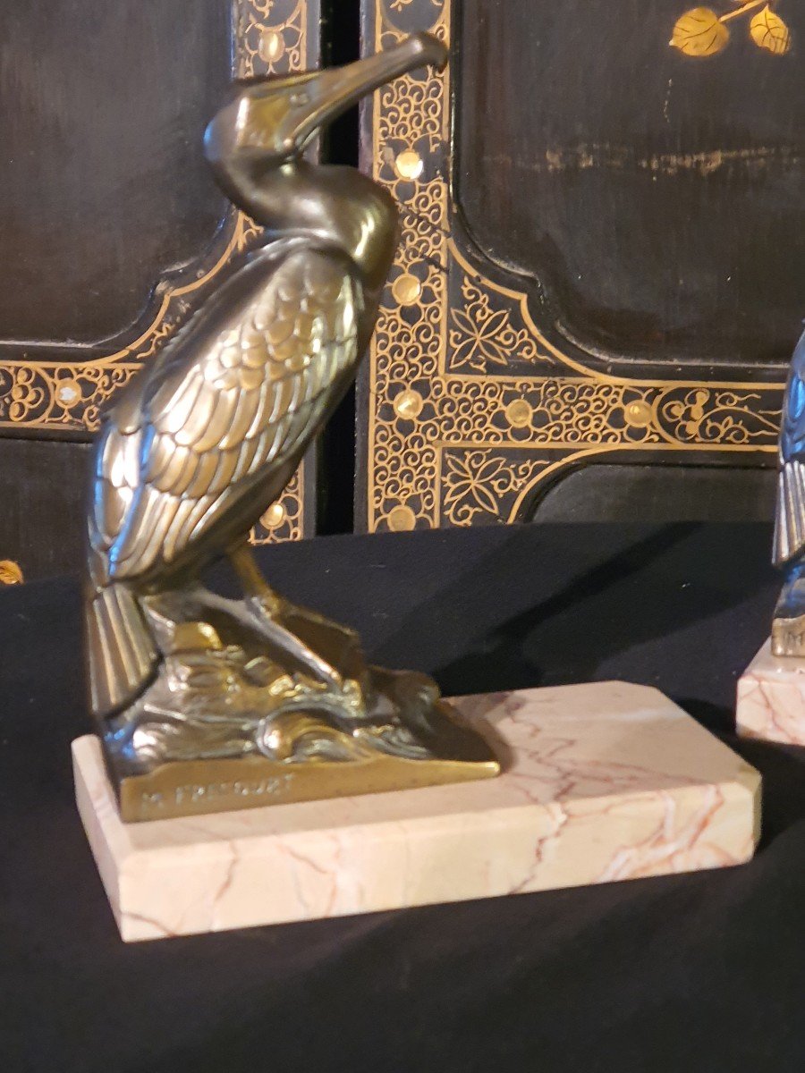 Paire De Sculptures Pélicans Par Maurice Frécourt.-photo-2