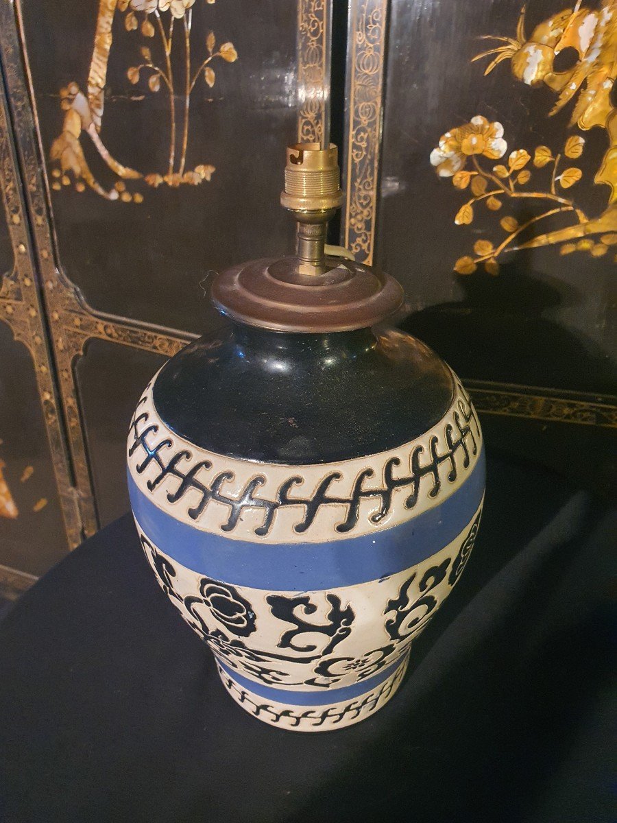 Vietnam Bien Hoa Art Deco Vase Lamp.-photo-3