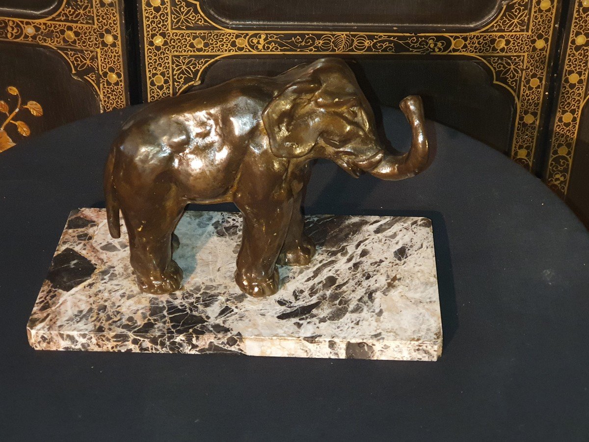 Sculpture Bronze Art Déco éléphant. -photo-4