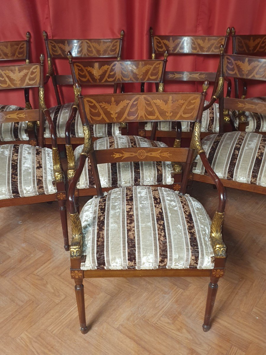 Series Of 8 Charles X Style Armchairs.-photo-2