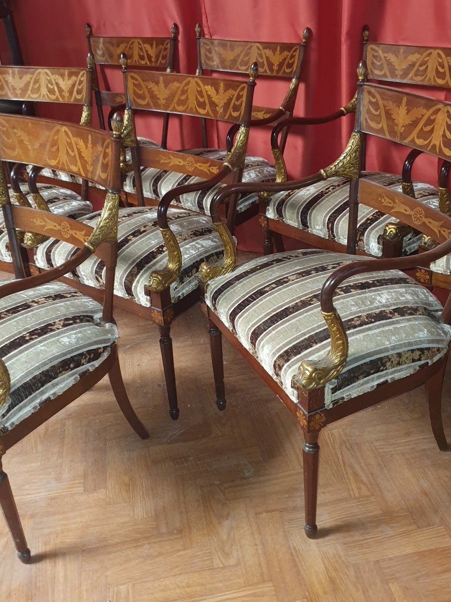 Series Of 8 Charles X Style Armchairs.-photo-3