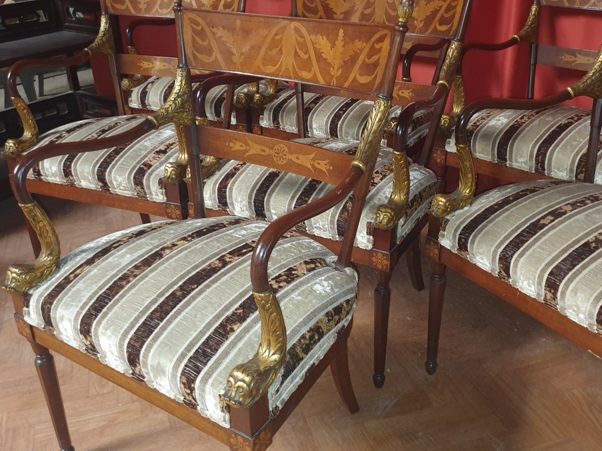 Series Of 8 Charles X Style Armchairs.-photo-1
