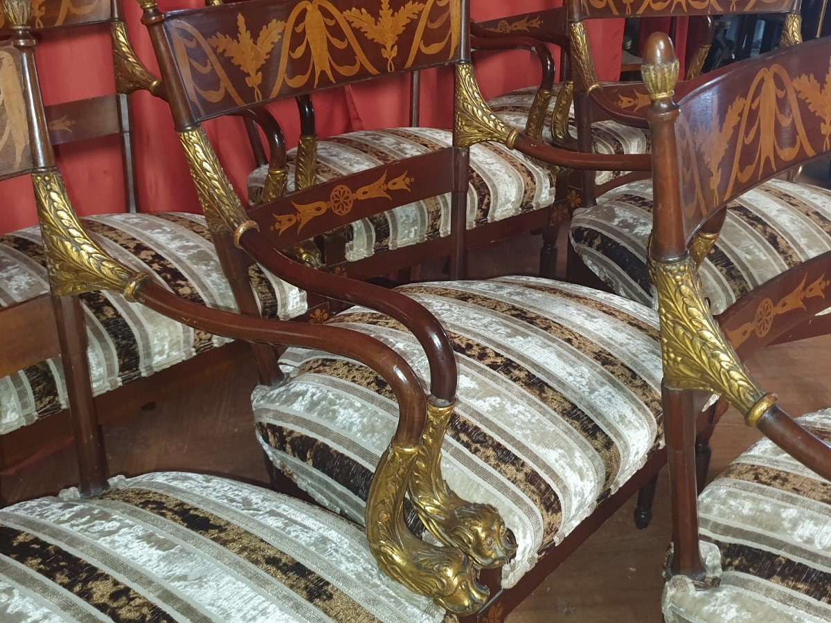 Series Of 8 Charles X Style Armchairs.-photo-4
