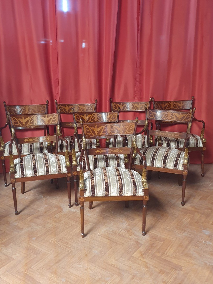 Series Of 8 Charles X Style Armchairs.