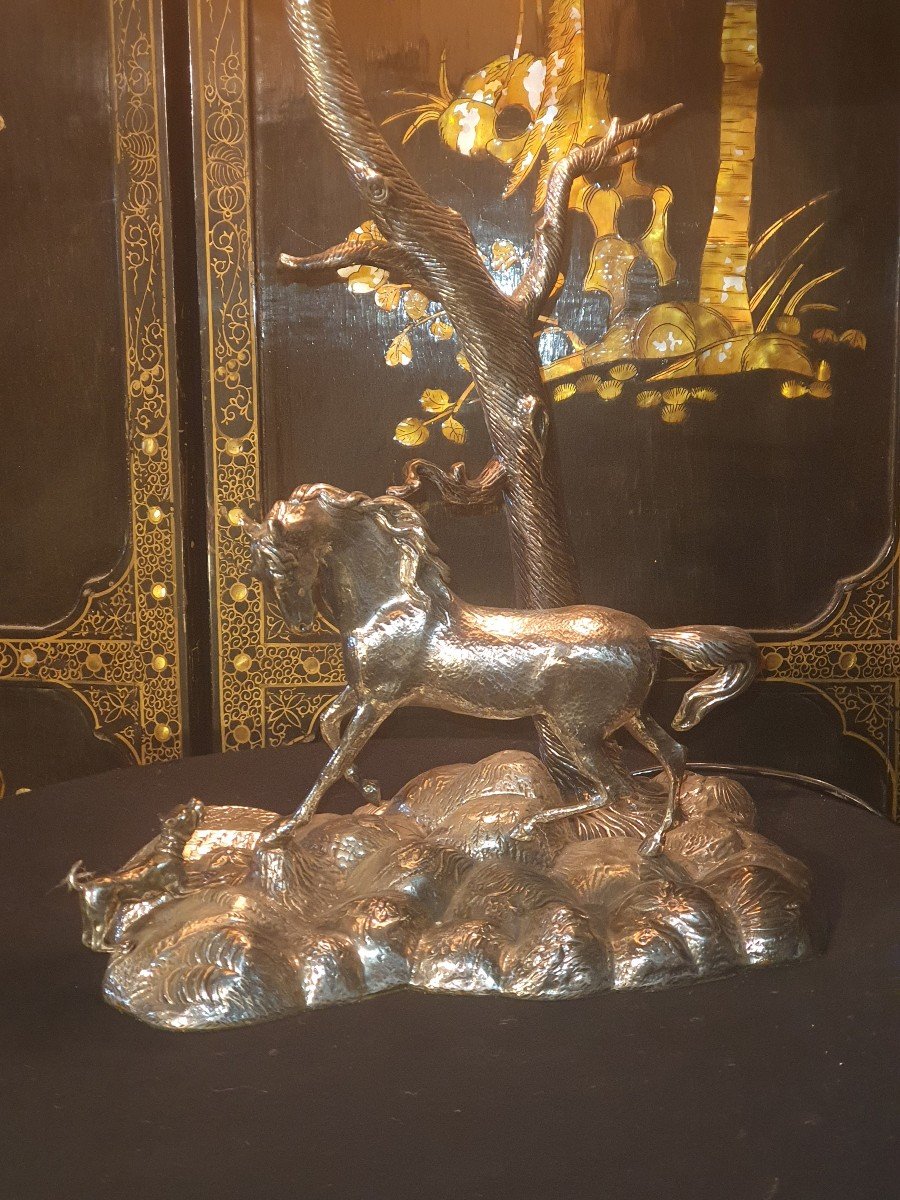 Vintage Horse And Dog Lamp-photo-3