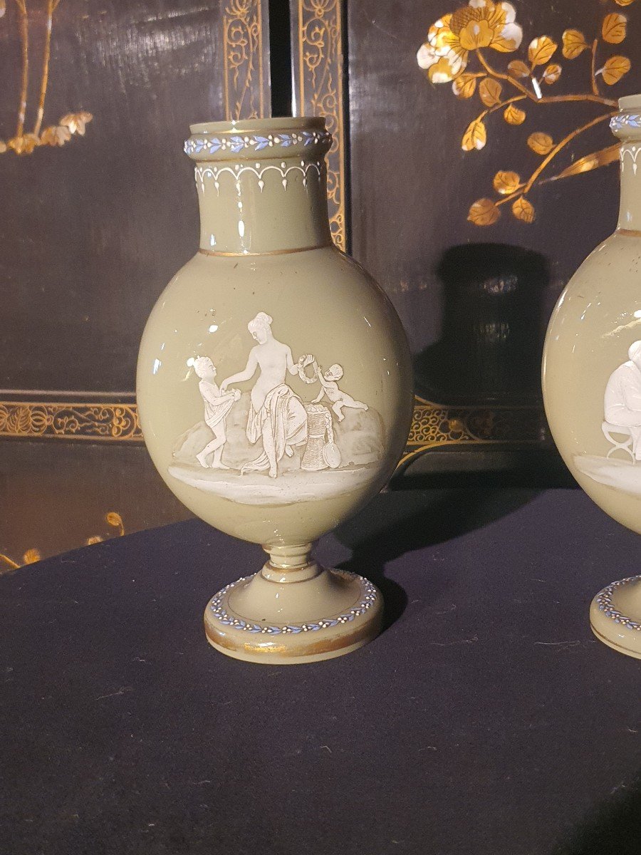 Pair Of Opaline Vases.-photo-2