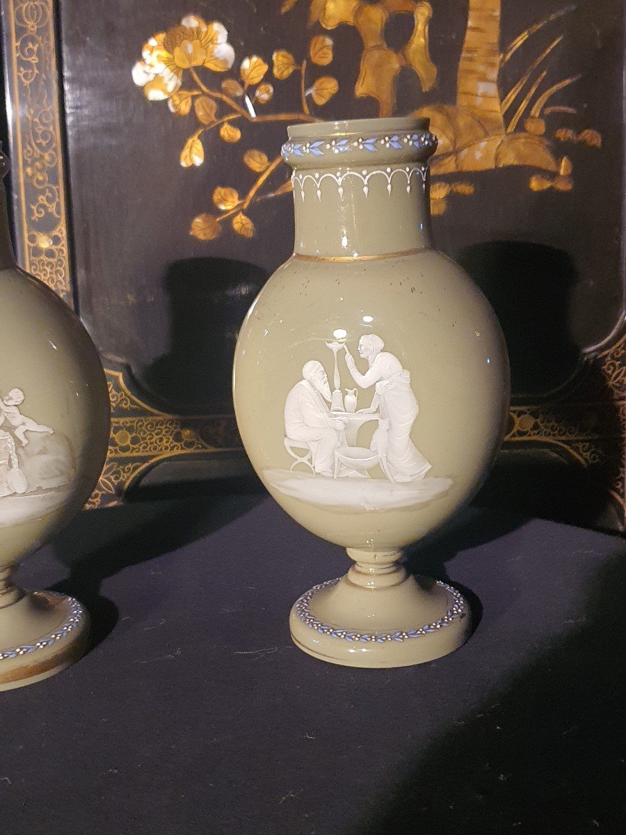 Pair Of Opaline Vases.-photo-3