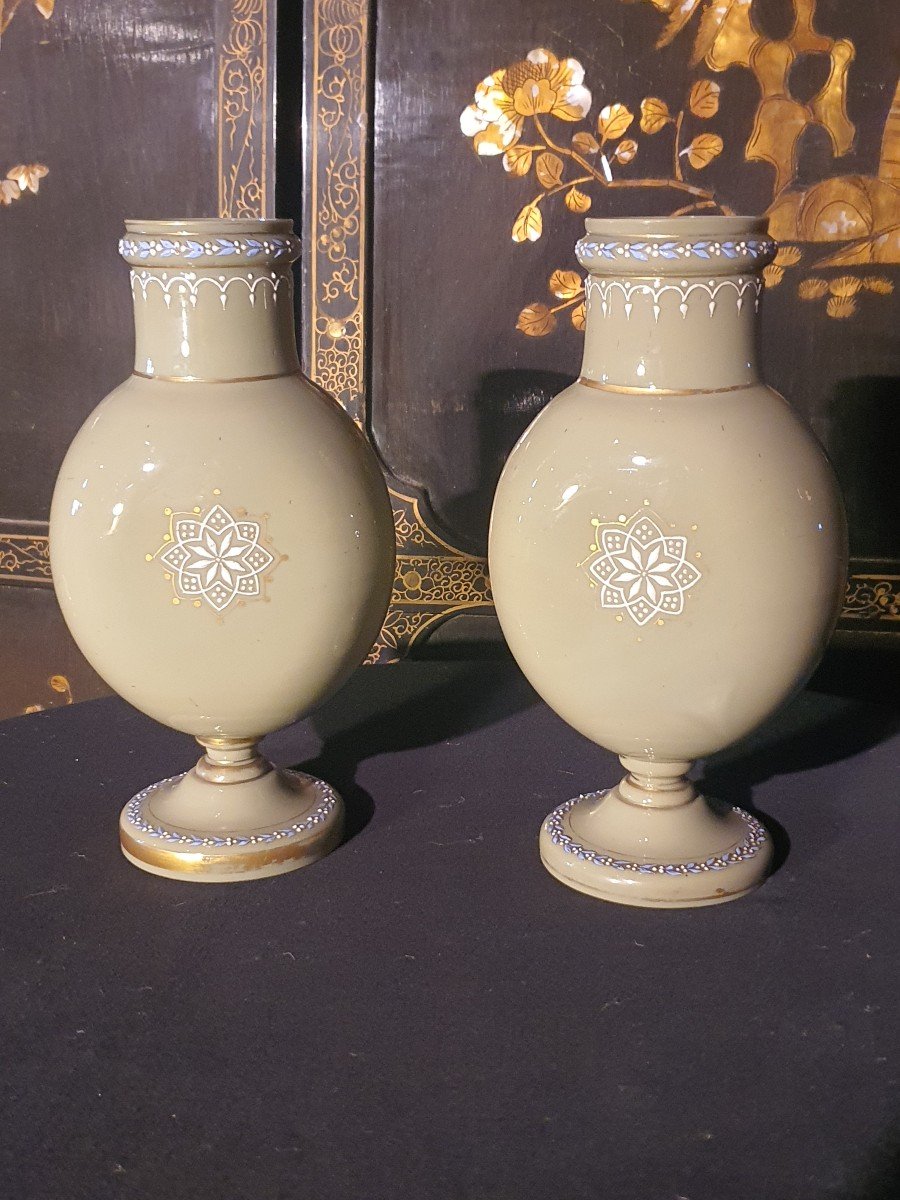 Pair Of Opaline Vases.-photo-4