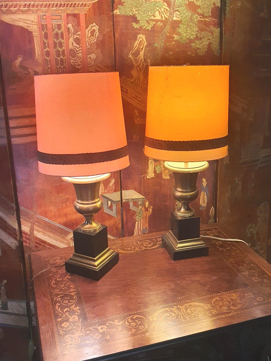 Paire De Lampes Vintage Néo Classiques, Vases Médicis.-photo-2