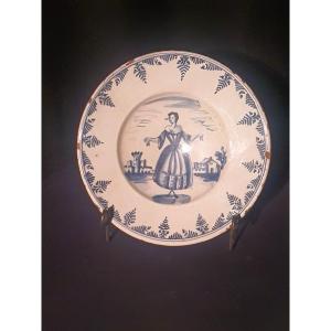 Dish Plate Italy Catalonia XVIII, Feminine Decor.