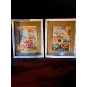 Pair Of J Murat Flower Paintings.