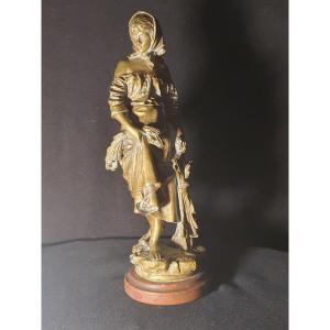 Bronze Sculpture Eutrope Bouret, Jeune Fille. 