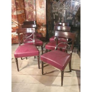 Six Mahogany Chairs Directoire Period Esprit Jacob.