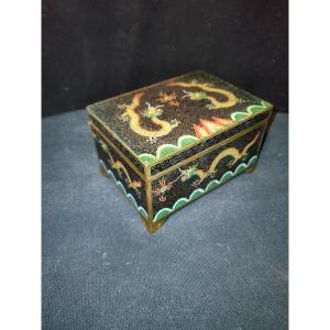Cloisonne Bronze Box, China, With Dragons.