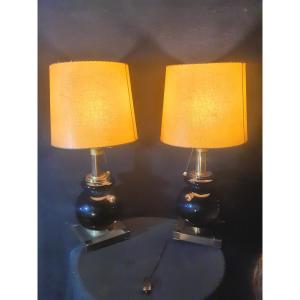 Paire De Grandes Lampes  Vintage Lumica Goût Willy Rizzo.